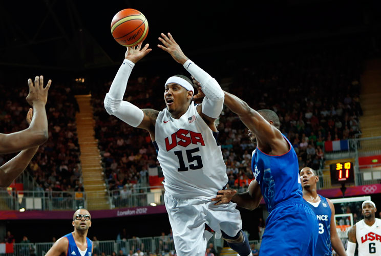 <b>Sport:</b> Basketball<br><b>Olympic medals pre-London:</b> 1 gold, 1 bronze<br><b>Total earnings:</b> $22.9 million (June 2011-June 2012)<br>Who says you need a college degree to make big bucks? Carmelo Anthony left Syracuse University for the NBA afte