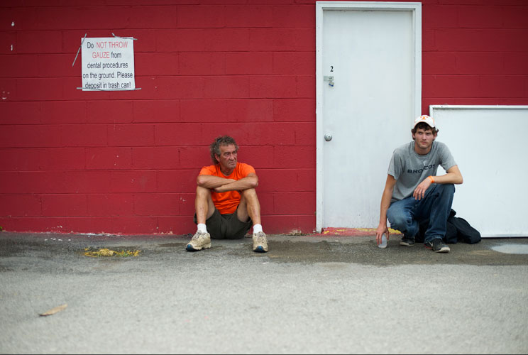 Patients wait to receive treatment. 