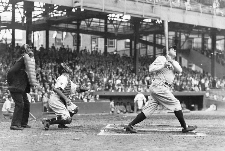 (August 16, 1948)<br/>He was the Babe, the Sultan of Swing, the Great Bambino. He was also one of the biggest sports heroes in American history. George Herman Ruth, Jr., was a mainstay of the New York Yankees lineup that won four World Series and seven pe