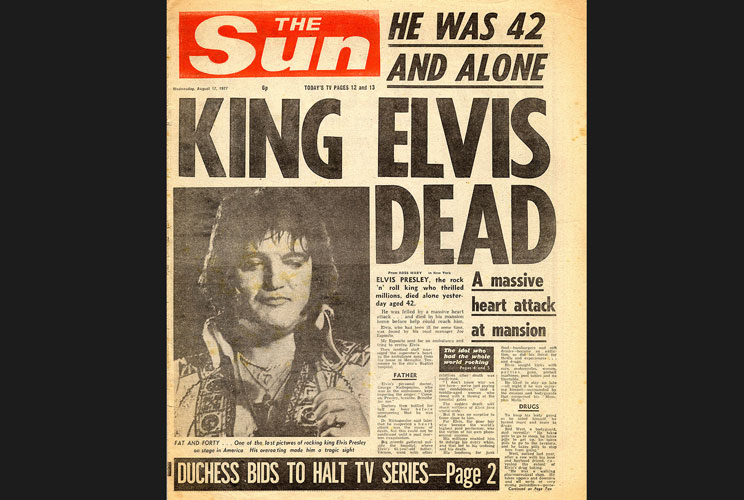 (August 16, 1977)<br/>He was the first and perhaps the greatest rock-and-roll star of all time. When the King of Rock and Roll passed away at age 42, bloated, in ill health and addicted to prescription drugs, he broke the hearts of millions who considered