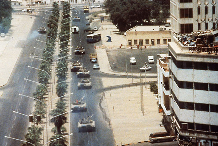 (August 2, 1990)<br/>The invasion of tiny Kuwait by Saddam Hussein's Iraq led to the seven-month long Iraqi occupation of that country, and subsequently, direct military intervention by United States-led forces in the Gulf War. The invasion began on Augus