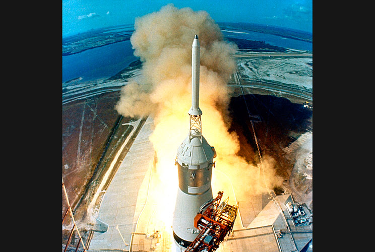 		<p>This NASA remote camera file image shows the historic July 16, 1969, launch of Apollo 11, the first manned mission to land on the Moon, from the Kennedy Space Center Launch Complex in Florida.</p>