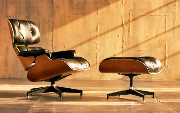 		<p>Ponder big ideas (the size of the national debt) or small (where did Clint get his wooden chair, anyway?) in style in the Eames lounge chair and ottoman, released in 1956 by designers Charles and Ray Eames, the influential husband-and-wife team. Made