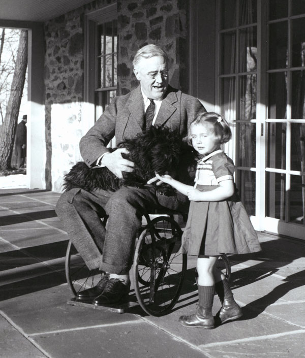 		<p>FDR, handicapped by polio, wasn't often photographed in his wheelchair: This image is one of the few ever released to the public. But his wheelchair was a  fixture in his life, given his total paralysis from the waist down. After he became president,