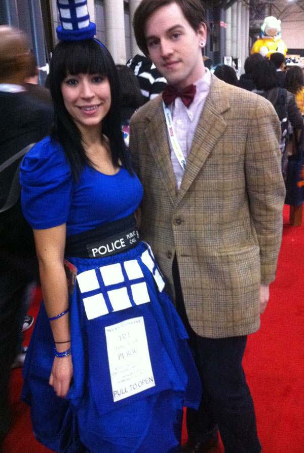 		<p>Using four yards of fabric, Sarah Del Corral created her TARDIS dress from Dr. Who for around $150, while her partner-in-crime, Ian Graef, found his outfit at a thrift shop for about $25.</p>