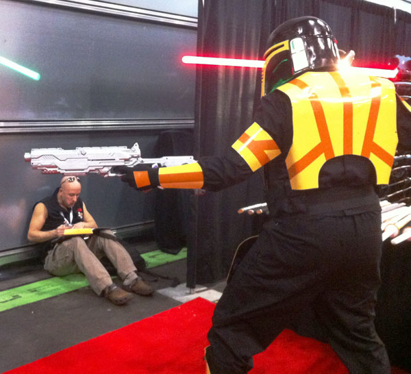 		<p>Adam Patraju created his Mandalorian costume of the Star Wars universe from hand-cut and melted down plastic for $300.</p>