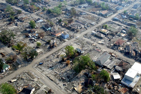 		<p>New Orleans, September 20, 2005 - The city's Ninth Ward took a severe blow from Hurricane Katrina's winds and floodwaters; devastation fills the eye in every direction. Some sections of the city were under as much as eight feet of water.</p>