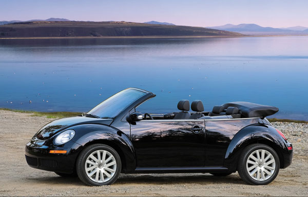 		<p>Beetle has taken its iconic convertible bug and given it a sportier silhouette. It’s wider, with less of the traditional compact look and comfortably seats four. The top, which lies flat when it’s lowered and provides better visibility, quickly lower