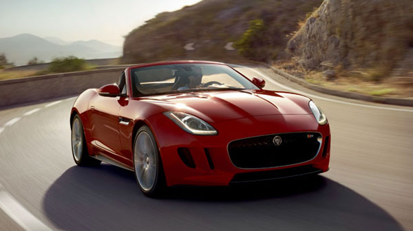 		<p>Decked out in a stunning burnt orange that will undoubtedly turn heads, Jaguar’s new two-seater has the look of a sporty roadster. Deployable door handles and spoilers contribute to the car’s sleek look. The F-TYPE with a V8 engine will reach 60 mph 