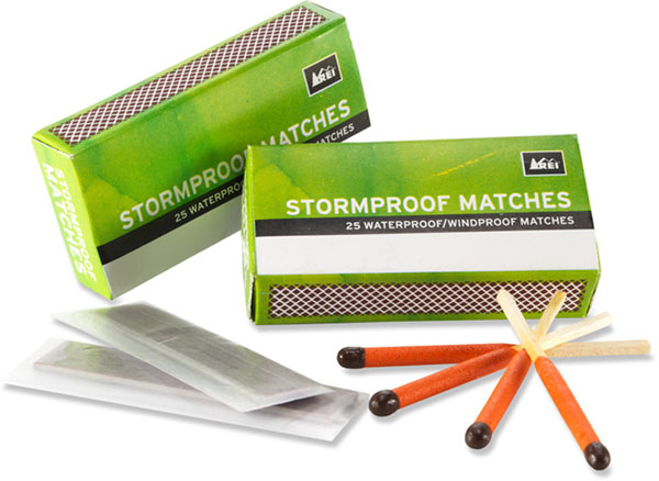 The perfect item to have in a flood or hurricane. These matches are windproof and will burn even when wet. $6.50. <a href="http://www.rei.com/product/617046/rei-stormproof-matches" target="_blank">REI.com</a>. <br />