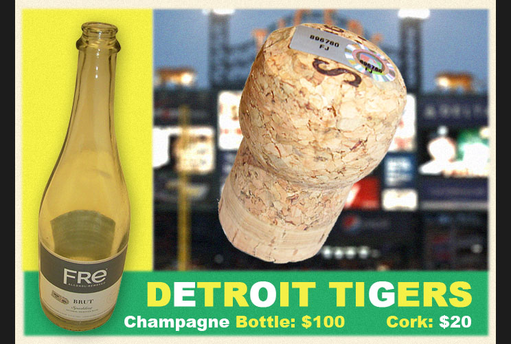 The Detroit Tigers offered fans a way to join in the team's celebrations after clinching the division title and ousting the Yankees in the first round of the playoffs. Authenticated bottles of clubhouse bubbly cost $100 (even for the non-alcoholic variety