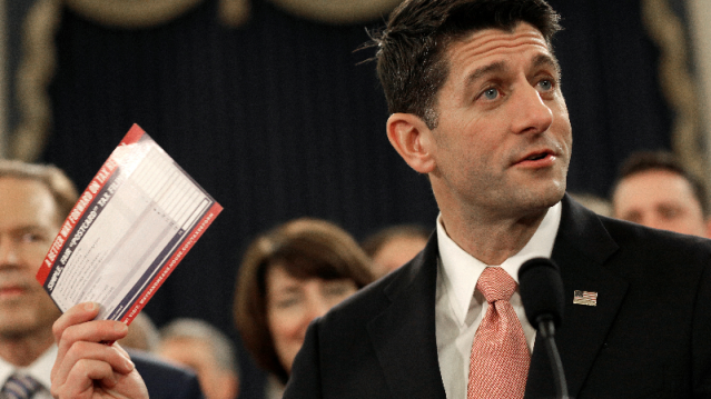Paul Ryan with tax return postcard Paul Ryan with tax return postcard