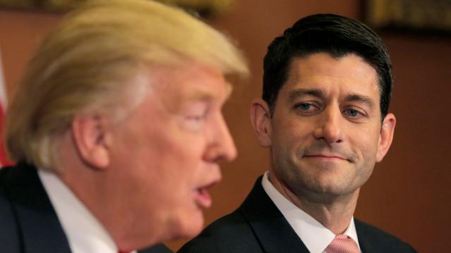 U.S. President-elect Donald Trump meets with Speaker of the House Paul Ryan on Capitol Hill in Washington