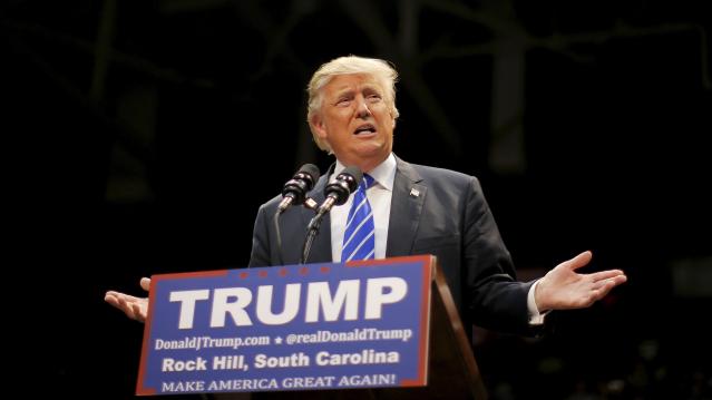 Republican presidential candidate Donald Trump speaks during a campaign event in Rock Hill, South Carolina January 8, 2016. REUTERS/Chris Keane