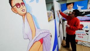 		<p>Step aside Marilyn! Kim Jong-Il is flashing his naughty bits around in this painting by a North Korean defector.</p>