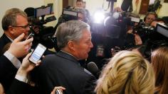 House Freedom Caucus Chairman Meadows talks to reporters on Capitol Hill after White House meeting in Washington