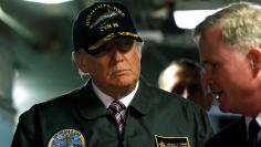 Trump tours the pre-commissioned U.S. Navy aircraft carrier Gerald R. Ford with McCormack in Newport News, Virginia, Virginia