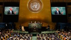 U.S. President Barack Obama addresses attendees during the 70th session of the United Nations General Assembly at the U.N. Headquarters in New York