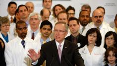 U.S. Senate Majority Leader Sen. Harry Reid (D-NV) speaks during a news conference with an independent group of doctors December 10, 2009 on Capitol Hill in Washington, DC.