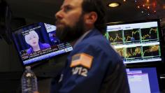 A trader works on the floor of the New York Stock Exchange (NYSE) in New York