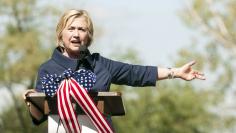 U.S. Democratic presidential candidate Hillary Clinton speaks during a campaign stop at the Quad City Federation of Labor's Salute to Labor Chicken Fry in Hampton, Illinois