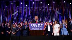 U.S. President-elect Donald Trump speaks at his election night rally in Manhattan