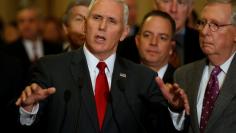 Pence and Priebus join McConnell to speak with reporters after the weekly Republican caucus luncheon at the U.S. Capitol on Washington