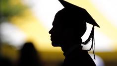 Students take their seats for the diploma ceremony at Harvard University in Cambridge