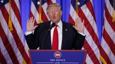 U.S. President-elect Donald Trump speaks during a news conference in the lobby of Trump Tower in Manhattan, New York City