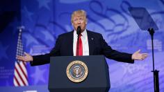 U.S. President Trump addresses CPAC in National Harbor, Maryland