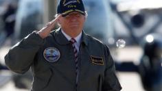 Trump arrives to board Air Force One to depart Langley Air Force Base in Hampton, Virginia