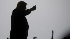 U.S. Republican presidential candidate Donald Trump speaks during a campaign event at an airplane hanger in Rochester, New York