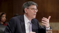 Treasury Secretary Jack Lew testifies at a Senate Appropriations Subcommittee hearing on the FY2017 budget for the Treasury Department on Capitol Hill