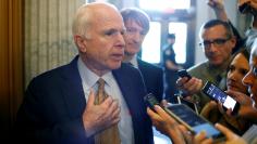 Senator John McCain speaks to reporters at the U.S. Capitol in Washington