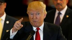 U.S. Republican presidential candidate Donald Trump speaks during a news conference at Trump Tower in the Manhattan borough of New York