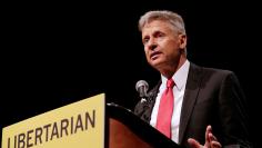 Libertarian Party presidential candidate Gary Johnson gives acceptance speech during National Convention held at the Rosen Centre in Orlando, Florida