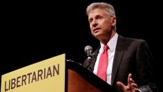 Libertarian Party presidential candidate Gary Johnson gives acceptance speech during National Convention held at the Rosen Centre in Orlando, Florida
