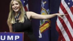 Ivanka Trump, daughter of U.S. Republican presidential candidate Donald Trump speaks at a campaign event at Grumman Studios in Bethpage, New York