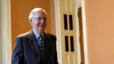 Senator Majority Leader Mitch McConnell arrives at the U.S. Capitol on the day Senate Republican leaders are expected to unveil a draft bill on healthcare in Washington