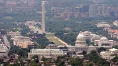 The skyline of Washington DC looking at the U.S. Capitol and the Mall