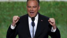 U.S. senatorial candidate and former Virginia Governor Tim Kaine addresses the first session of the Democratic National Convention in Charlotte