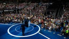 New York Mayor Bill de Blasio takes the stage at the Democratic National Convention in Philadelphia, Pennsylvania,