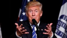 Republican presidential nominee Donald Trump speaks during a campaign rally in Cedar Rapids