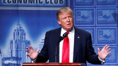 Republican U.S. presidential nominee Donald Trump speaks to the Detroit Economic Club at the Cobo Center in Detroit, Michigan