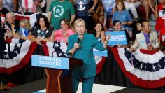 U.S. Democratic presidential nominee Hillary Clinton speaks during a rally at Lincoln High School in Des Moines