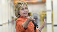 Democratic presidential candidate Clinton addresses union members as she tours the Carpenters International Training Center in Las Vegas