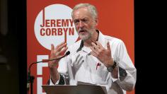 Labour Party leadership candidate Jeremy Corbyn at an election campaigning event at Ealing in west London.