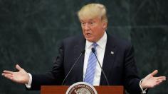 U.S. presidential nominee Trump gives a a press conference in Mexico City