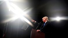 Republican presidential nominee Donald Trump speaks during a campaign event in Selma