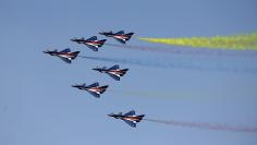 China's J-10 fighter jets perform during an air show, the 11th China International Aviation and Aerospace Exhibition in Zhuhai